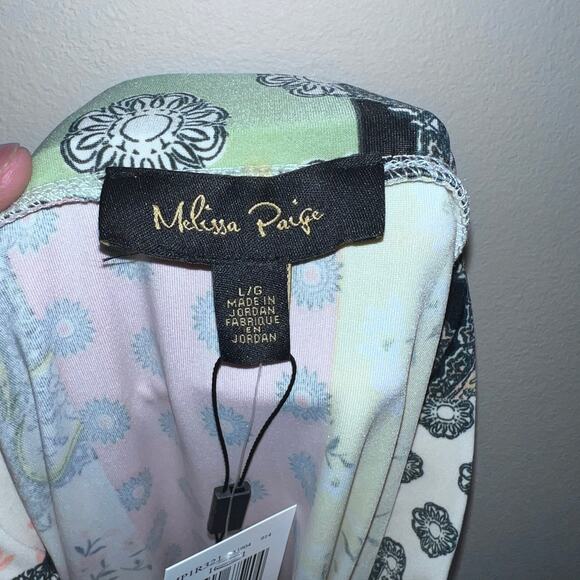 Melissa Paige NWT Skirt Spring Patchwork Large Yellow Coral Green Floral Paisley - Picture 5 of 6